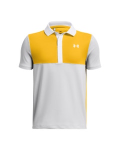 Under Armour Boys Performance CB Polo - Grey/Tahoe Gold/White
